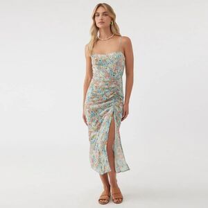 NWT O'NEILL FLORAL SUMMER BEACH MIDI DRESS CINCHED /SLIT SIZE M